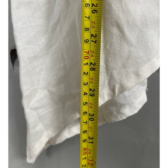 Peacock Linen Women Bohemain Top White Size Large Button Down - Picture 3 of 6